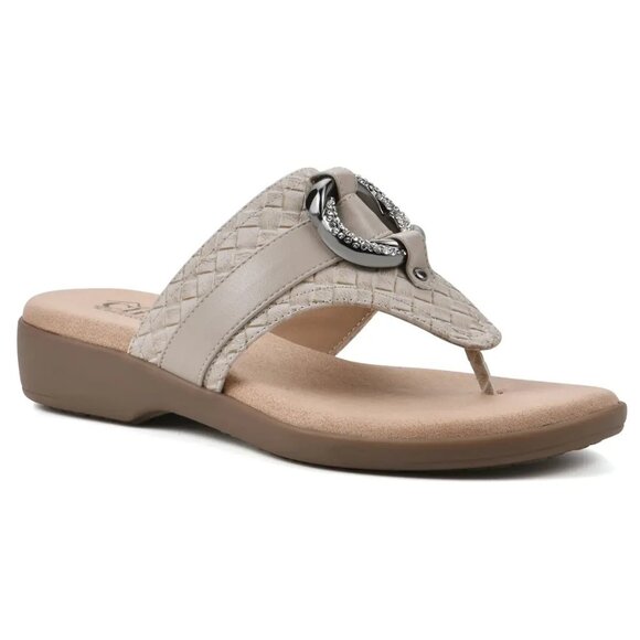 Cliffs by White Mountain Womens Benedict Thong Sandals Tan Taupe 8.5 MSRP $59 - Picture 1 of 5